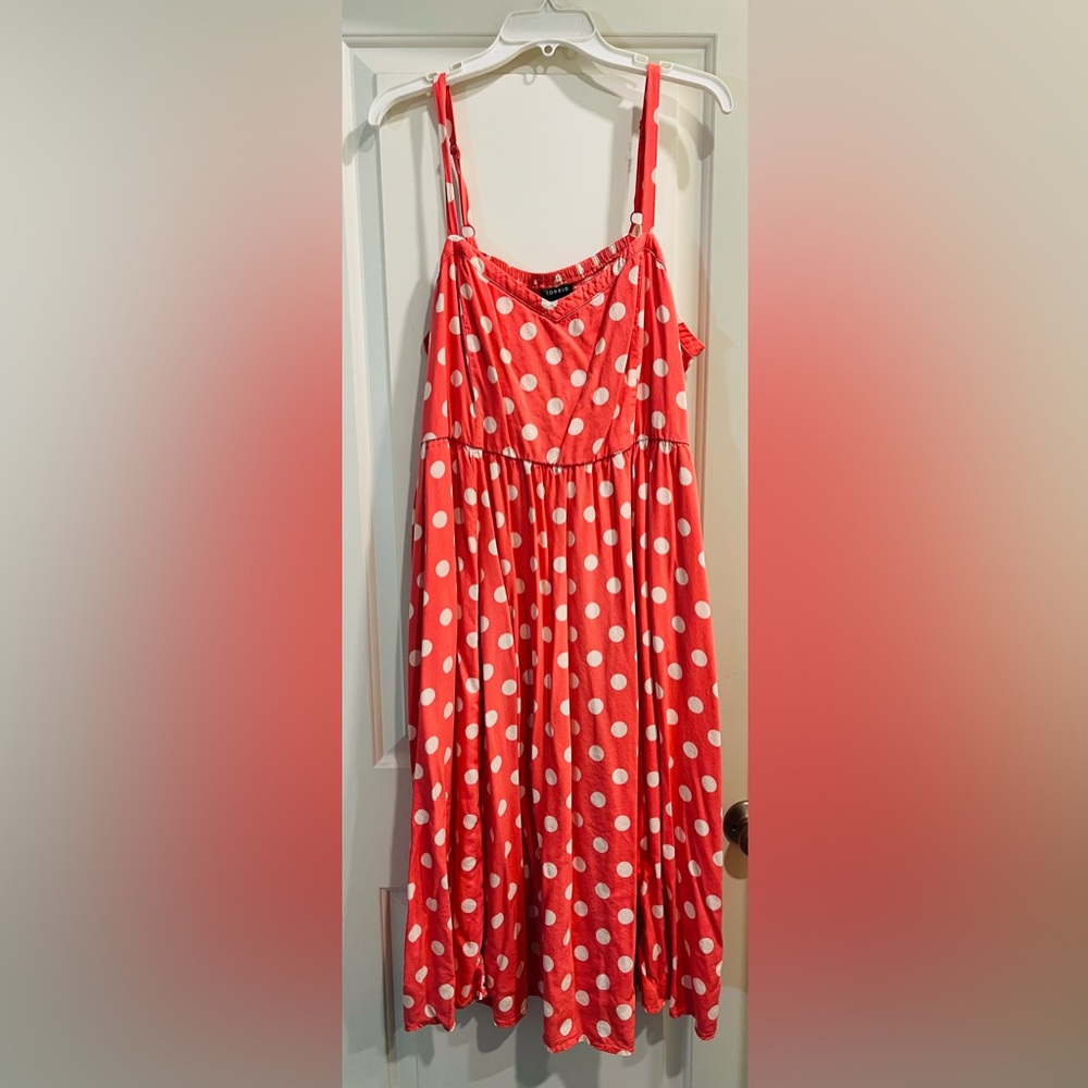 Torrid Pink and White Polka Dot Sundress